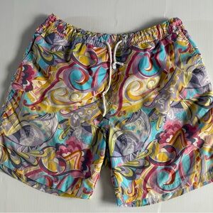 Peter Millar Swim Trunks MensM Mesh Lined Drawstring Vibrant Floral‎ Pastels